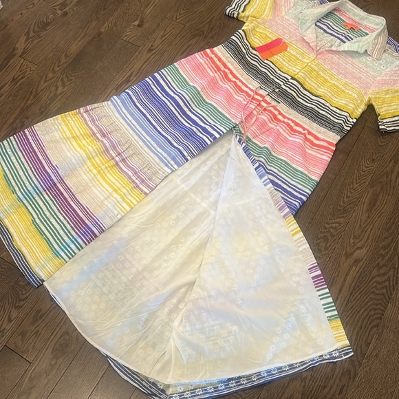 Vilagallo Eveline Midi Shirtdress Colorful Striped Button Front. lined - Picture 5 of 12